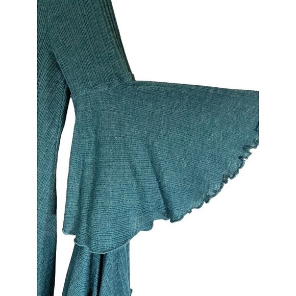 Free People Top Women XS Green Pullover Tiered Boho Peasant Hippie Cowgirl Retro - Picture 8 of 12